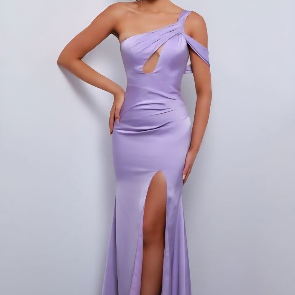 Chic One-Shoulder Lavender Dress